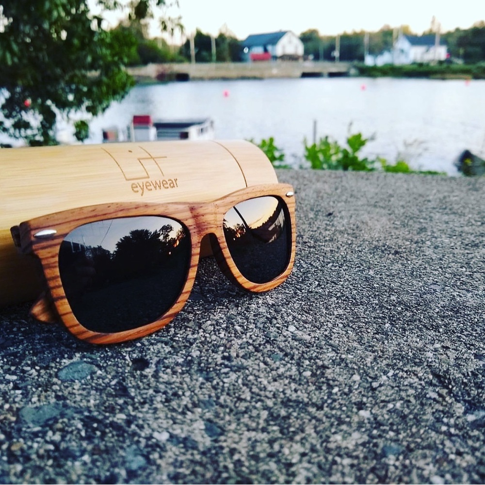 Wood sunglasses for surfers